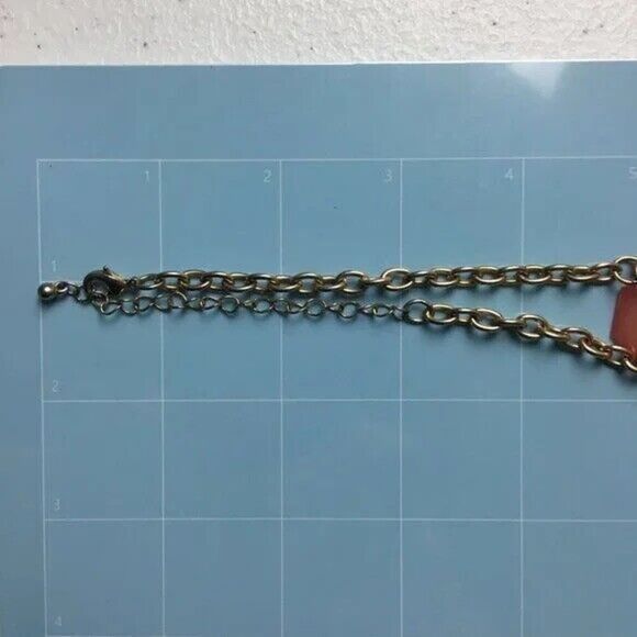 Peachy Pink Statement Necklace 19in Two Row Opaque Translucent Acrylic Beads - Picture 3 of 11